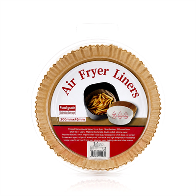 50pcs Yuvarlak Taban: 20cm - Kenar: 4.5cm Air Fryer Pişirme Kalıp Kağıt Bx40