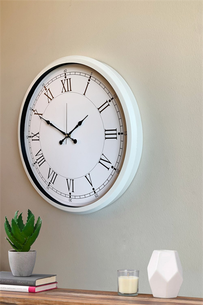 52 cm Beyaz Metal Roma Rakamlı Duvar Saati