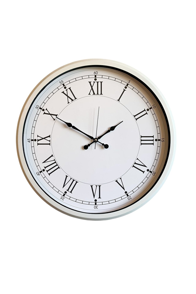 52 cm Beyaz Metal Roma Rakamlı Duvar Saati