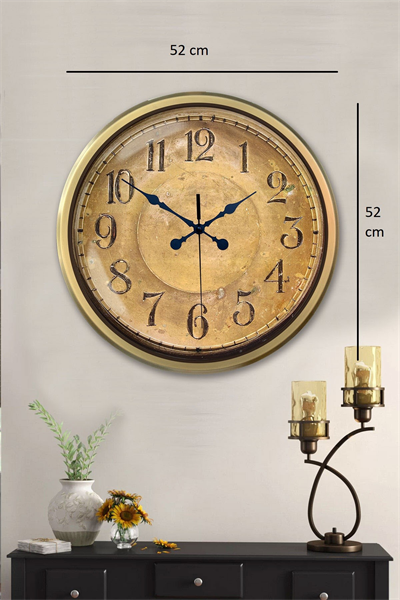 52 cm Eskitme Metal Retro Duvar Saati