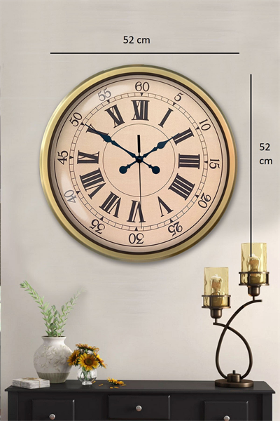 52 cm Eskitme Metal Roma Rakamlı Duvar Saati