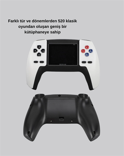 520 Klasik Oyunlu P5™ ControllerView Retro Konsol – Şarjlı,  Ergonomik Tasarım