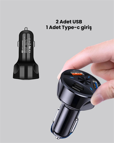 55W Hızlı Araç Şarj Cihazı Quick Charge 3.0 ve PD Destekli