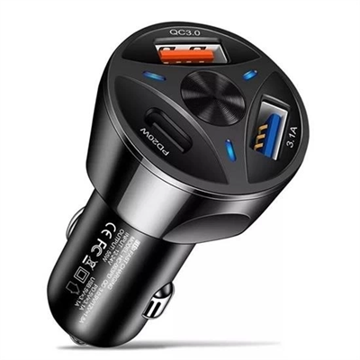 55w 3 Port Usb Araç İçin Telefon Şarj Cihazı 3 Girişli Çakmaklık Adaptör-31a Pd 20w Qc 30