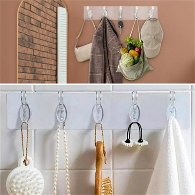 5'li Güçlü Yapışkanlı Şeffaf Duvar Askısı Banyo Mutfak Düzenleyici Pratik Askılık Bx40