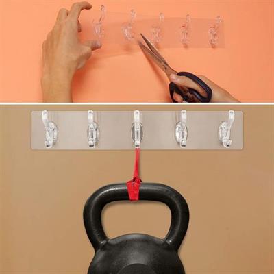 5'li Güçlü Yapışkanlı Şeffaf Duvar Askısı Banyo Mutfak Düzenleyici Pratik Askılık (3936)