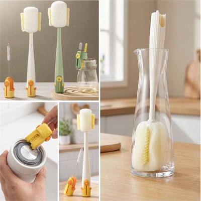 5’i 1 Arada Çok Amaçlı Şişe Temizleme Fırçası – Sürahi, Kavanoz, Pipet, Kapak, Emzik Ve Biberon Temizlik Seti Bx40