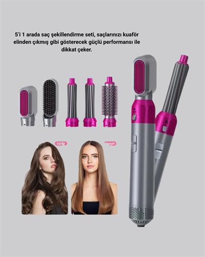 5’i 1 Arada Saç Şekillendirme Makinesi Hızlı Kuruma ve Kuaför Kalitesinde Sonuç