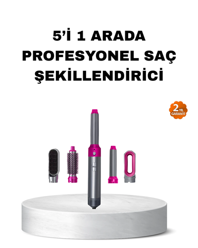 5’i 1 Arada Saç Şekillendirme Seti Negatif İyon Teknolojili ve Hızlı Kurutmalı