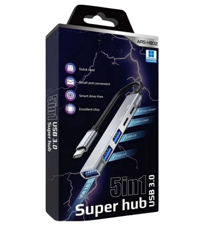 5in1 Metal USB Hub – Yüksek Hızlı Çoklayıcı, 5 Bağlantı Noktalı, Dayanıklı ve Taşınabilir Tasarım