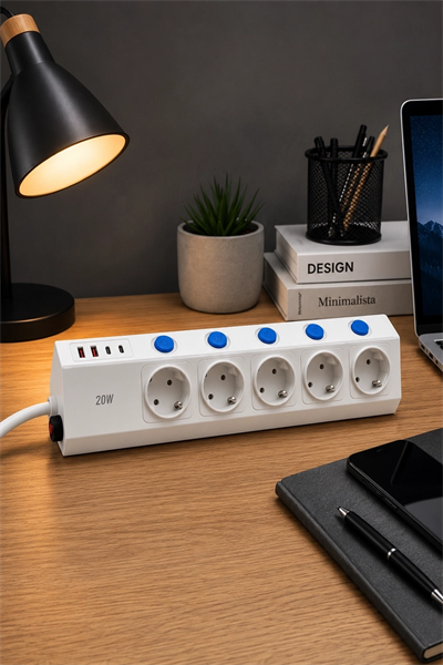 5’li Akım Korumalı Çoklu Priz 2 Metre Kablolu 3680w 16a 5 Anahtarlı 2usb-a 2 Usb-c Pd 20w Hızlı Ftr-28