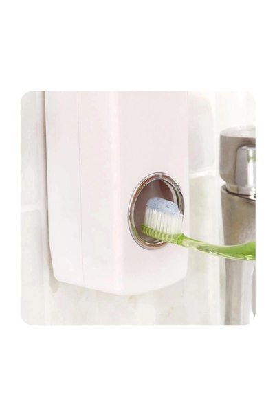 5li Diş Fırçalık ve Otomatik Macun Sıkacağı Duvar Askılı Beyaz Pratik Banyo Seti