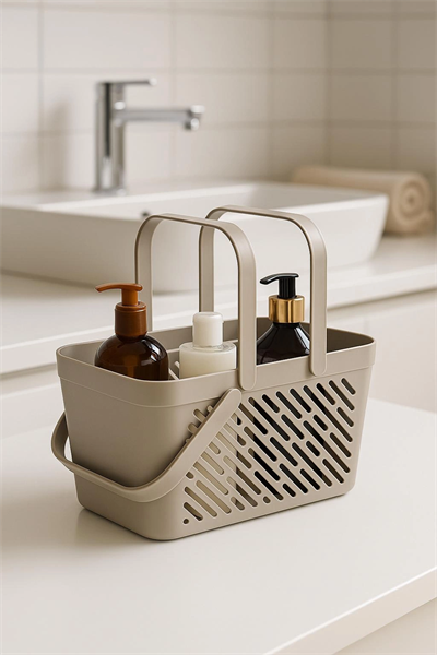 5li Gri Kulplu Sepet Çok Amaçlı Mutfak Banyo Düzenleyici Organizer Seti