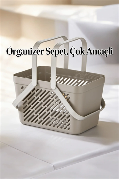 5li Gri Kulplu Sepet Çok Amaçlı Mutfak Banyo Düzenleyici Organizer Seti