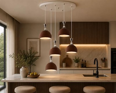 5li Modern Sarkıt Avize – Beton Görünümlü 3d Dekoratif Tavan Aydınlatması Kahverengi