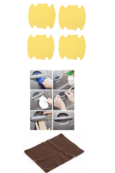 5li Set Araba Kapı Kolu Koruyucu Çizilme Önleyici Şeffaf Sticker Film Koruma Seti