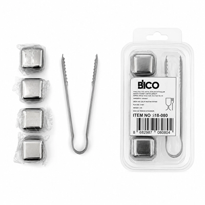 5pcs = 4 Küp - Maşa Küp Şekli Metal Buzluk Bx40