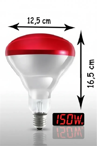 (6 Adet) 150W Kızılötesi Isıtıcılı Hayvan Isıtma ve Kuluçka Lambası (Kırmızı Işık) E27 (Kalın Duy)