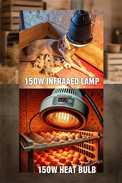 (6 Adet) 150W Kızılötesi Isıtıcılı Hayvan Isıtma ve Kuluçka Lambası (Kırmızı Işık) E27 (Kalın Duy)