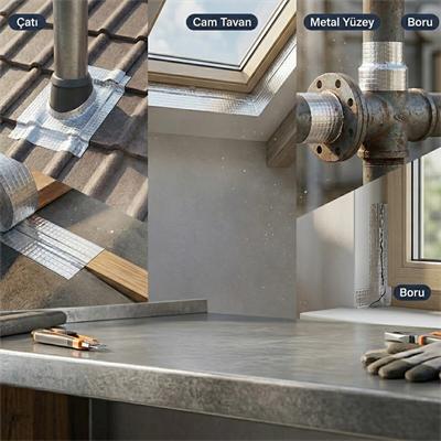 6 Adet 48mmx2mt Su Sızdırmaz Folyo Bant Çatı-cam Tavan-metal Yüzey-pencere - Boru Vb. Bx40
