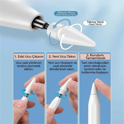 6 Adet Farklı Uçlı Universal Dokunmatik Kalem Ucu – Tablet Ve Telefon Uyumlu Stylus Pen Yedek Başlıkları Bx40