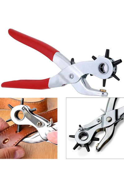 6 Farklı Uçlu Kemer Delme Pensesi Deri Kemer ve Kumaş İçin Ayarlanabilir Delik Açıcı El Aleti