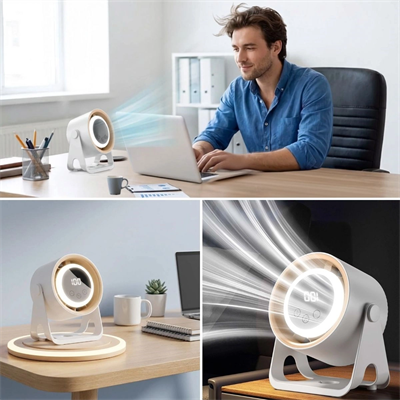 6 Kademeli Şarjlı Masaüstü Fan – Dijital Led Ekranlı, Oynar Başlıklı, Led Işıklı, Askılı Ve Duvara Monte Edilebilir Fan K6 Bx40