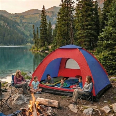 6 Kişilik Manuel Kurulum Kamp Çadırı – Aile, Doğa, Piknik Ve Outdoor Kamp Çadırı 220x250x150 Cm Bx40