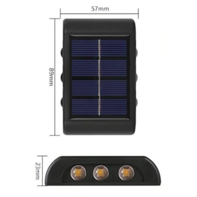 6 Ledli Solar Güneş Enerjili Aplik Led, Dekoratif Duvar Monteli Gün Işığı Led Bx40