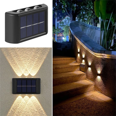 6 Ledli Solar Güneş Enerjili Aplik Led, Dekoratif Duvar Monteli Gün Işığı Led Bx40