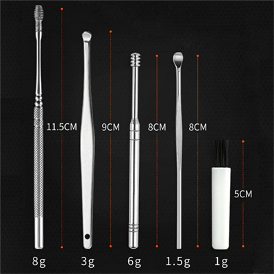 6 Parça Paslanmaz Çelik Kulak Balmumu Toplayıcı Çıkarıcı Temizleyici Bakımı Çubuk Seti Bx40
