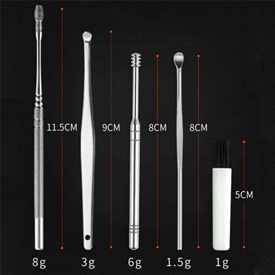 6 Parça Paslanmaz Çelik Kulak Balmumu Toplayıcı Çıkarıcı Temizleyici Bakımı Çubuk Seti (3936)