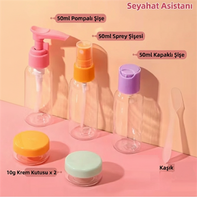 6 Parça Renkli Kapaklı Seyahat İçin Boş Şişe Seti (3936)