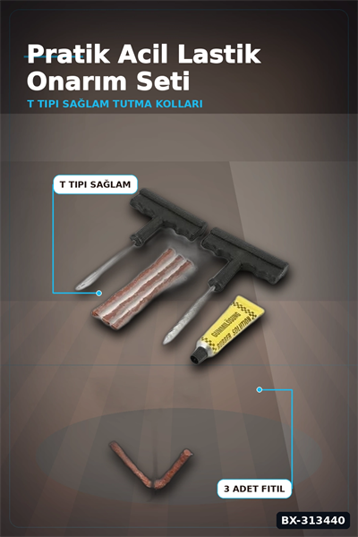 6 Parçalı Patlak Lastik Tamir Kiti Araba Motosiklet Bisiklet Onarım Seti BX-313440