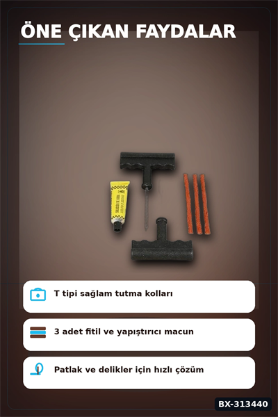 6 Parçalı Patlak Lastik Tamir Kiti Araba Motosiklet Bisiklet Onarım Seti BX-313440