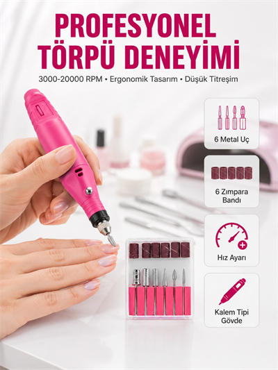6 Uçlu Elektrikli Manikür Pedikür Seti Yeni Nesil