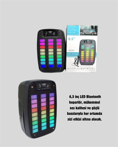 6.5” LED Işıklı GTS 1793 Bluetooth Hoparlör Güçlü Bass ve FM Destekli