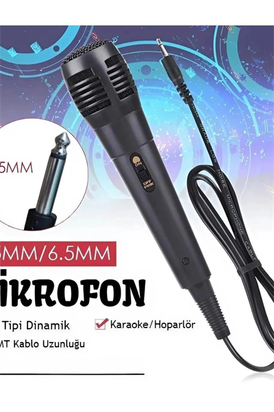 6.5 Mm Jack Kablolu Karaoke Mikrofonu Tekli Paket Standart Model Ses Sistemi Icin BX-313571