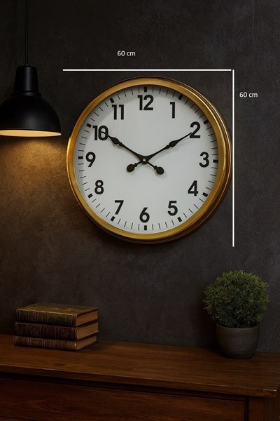 60 Cm Gold Metal Dekoratif Duvar Saati