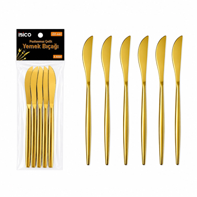 60 Parça Gold Yemek Bıçak Seti 21cm - 1 Paket İçinde 6 Adet Vardır - 10 Paket Gönderilir Bx40
