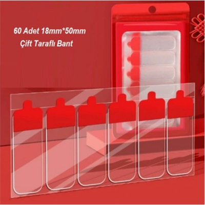 60 Parça Kolay Açılır Güçlü Çift Taraflı Bant 18mmx50mm
