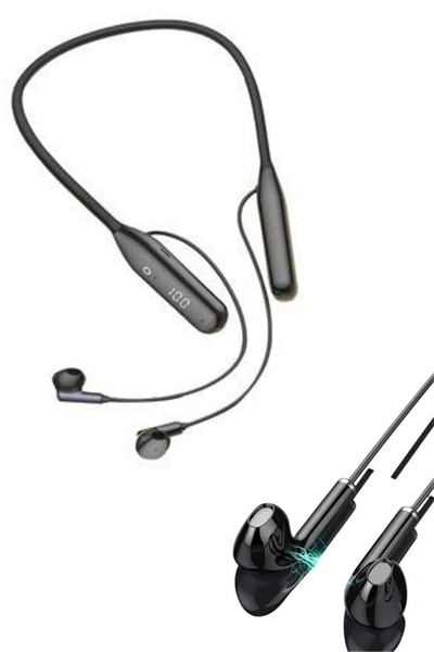 60 Saat Kablolu Boyun Askılı Dijital Göstergeli Bluetooth Kulaklığı Yeni Nesil