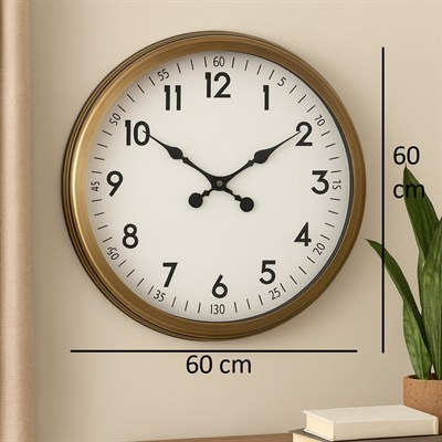 60 cm Eskitme Metal Dekoratif Duvar Saati