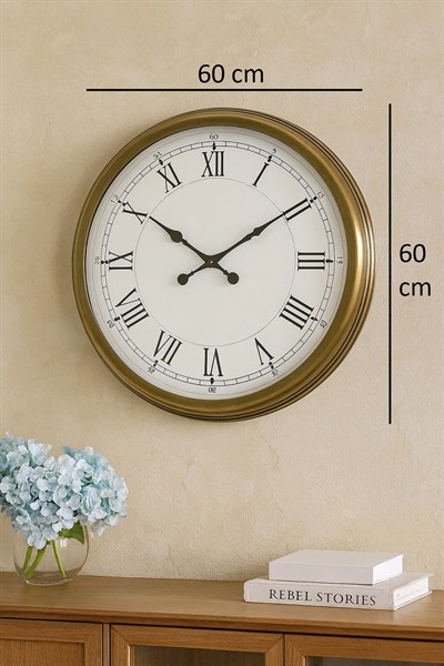 60 cm Eskitme Metal Retro Duvar Saati