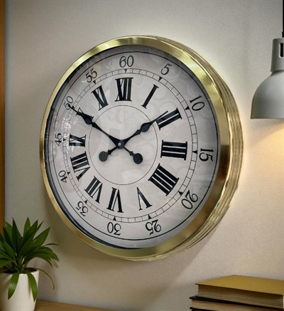 60 cm Gold Metal Dekoratif Roma Rakamlı Duvar Saati