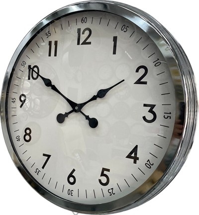 60 cm Krom Metal Dekoratif Duvar Saati