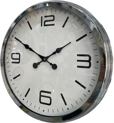 60 cm Krom Metal Dizayn Duvar Saati