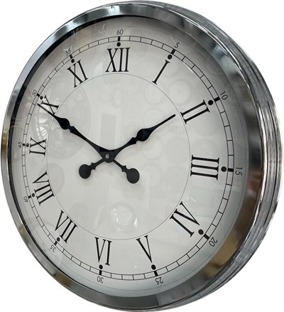 60 cm Krom Metal Roma Rakamlı Duvar Saati