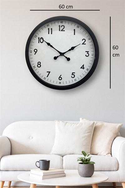 60 cm Siyah Dekoratif Metal Duvar Saati