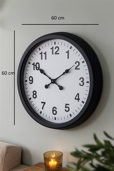 60 cm Siyah Metal Duvar Saati